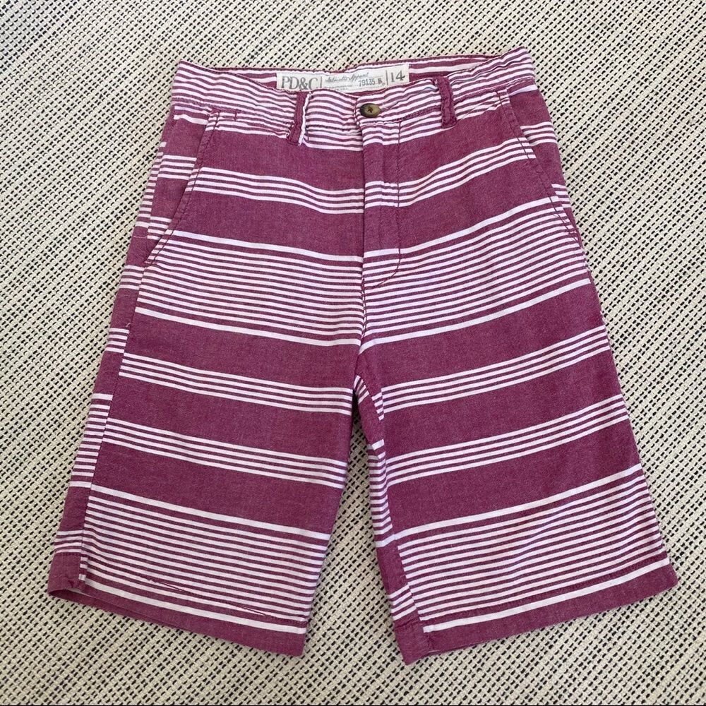 PD&C burgundy and white stripe shorts boys 14
